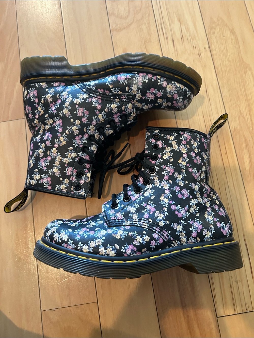 Dr. Martens 1460 Black Floral Lace-Up Combat Boots